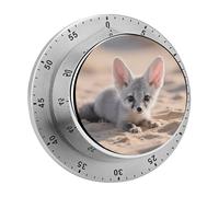 Fennec Fox Kitchen Timer 60 Minute Visual Wind Up Timers Indoor Mechanical Timers with Magnetic Base Stainless Steel Timer for Home Cooking Time Management Tool