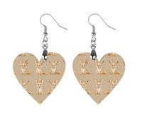 Fennec Fox Pattern Round Wooden Earrings Boho Drop Pendant Fashion Gifts for Women