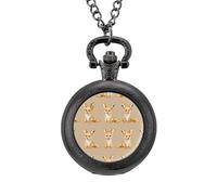 Fennec Fox Pattern Vintage Pocket Watch with Chain Arabic Numerals Scale Quartz Pocket Watches Gifts for Men Women
