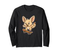 Fennec Fox Skateboard Retro Long Sleeve T-Shirt