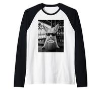 Fennec Fox with Sunglasses and Coconut Drink Raglan Baseball Tee