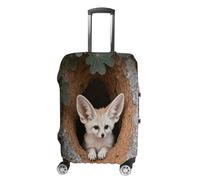 Fennec Pup in Baobab Travel Luggage Cover Stretchable Airplane Suitcase Protector Sleeve Universal Washable Fit for 19-32 Inch Checked Baggage,Water Resistant Durable Luggage Protector X-Large, white