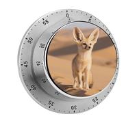 FennecFox Kitchen Timer Mechanical Cooking Timer Clock with Loud Alarm Magnetic Countdown Timers Stainless Steel Egg Timer for Kitchen, Work, Exercise Training, Outdoor Activities