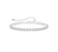 FENNELISA 925 Sterling Silver Bracelets for Womens,Adjustable Crystal Silver Tennis Bracelet Classic Cubic Zirconia Ladies Jewellery Birthday Mothers Friend Sister Gift for Her 2/3/4/5M(W)