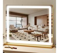 FENNIO 23" x 18" Vanity Mirror with Lights，LED Makeup Mirror，Hollywood Mirror with 3 Color Modes & Adjustable Brightness，Vanity Mirror Gold