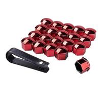 FENOQ 20 Pcs Wheel Nut Covers For Audi S4 S5 S6 C5 C6 B6, Car Wheel Bolt Nut Cap Hexagonal Tire Covers Anti-theft Protection with Removal Tool Set Decorate Accessories,D/Red-19mm