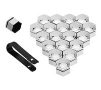 FENOQ 20 Pcs Wheel Nut Covers For Bentley Bentayga 2016-2022, Car Wheel Bolt Nut Cap Hexagonal Tire Covers Anti-theft Protection with Removal Tool Set Decorate Accessories,A/Silver-17mm