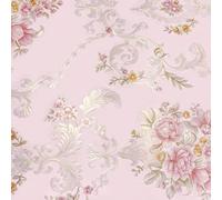 Fenoria 3D Self Adhesive Wallpaper Country Garden Embossed Non-Woven Pink Beige Blue Floral Wallpaper for Bedroom Living Room TV Feature Wall (0.53m x 3m Roll) (Pink)