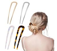 FENQURO 4 Pack Large French Hair Bun Clips Metal U Shape Hair Bun Clips for Women Girls Hairstyles for Graduation, Ceremony, Fine Occasion