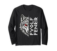 Fenrir Wolf Norse Rune Red Eye Graphic. Long Sleeve T-Shirt