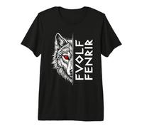 Fenrir Wolf Norse Rune Red Eye Graphic. Premium T-Shirt
