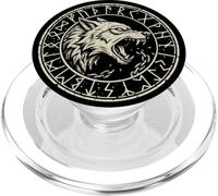 Fenrir Wolf Odins Runes Fenrir Wolf Viking Warrior Walhalla PopSockets PopGrip for MagSafe