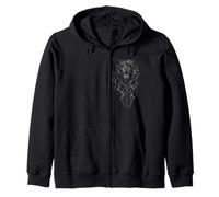Fenrir Wolf Odins Runes Fenrir Wolf Viking Warrior Walhalla Zip Hoodie