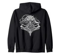 Fenrir Wolf Odins Runes Fenrir Wolf Viking Warrior Walhalla Zip Hoodie