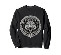 Fenrir Wolf with Odin’s Ravens Huginn and Muninn Viking Sweatshirt