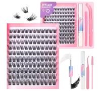 Fenshine Cluster Lashes Individual Lashes Wide Stem C/D Curl 10-16mm Length DIY Eyelash Extension Individual Soft False for Personal Use at Home (KT02, MIX10-16)