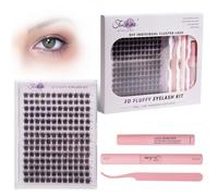 Fenshine Cluster Lashes Individual Lashes Wide Stem C/D Curl 10-18mm Length DIY Eyelash Extension Individual Soft False for Personal Use at Home (168pcs Mix 10-18MM, Eyelash Extension Kit)