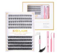 Fenshine Cluster Lashes Individual Lashes Wide Stem C/D Curl 9-15mm Length DIY Eyelash Extension Individual Soft False for Personal Use at Home (3D-FD30-50D, MIX 11-15mm)