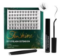 Fenshine Cluster Lashes Individual Lashes Wide Stem C/D Curl 9-15mm Length DIY Eyelash Extension Individual Soft False for Personal Use at Home (MIX 9-15mm, 77 Cluster Spire Wheat)