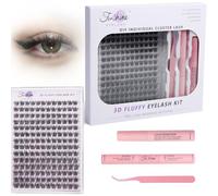 Fenshine Cluster Lashes Individual Lashes Wide Stem C/D Curl 9-15mm Length DIY Eyelash Extension Individual Soft False Lashes for Personal Use at Home (White Box, W-7(10-18mm)168pcs)