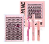 Fenshine Cluster Lashes Individual Lashes Wide Stem C/D Curl 9-16mm Length DIY Eyelash Extension Individual Soft False for Personal Use at Home (MIX 9-15mm, 30P Eyelash Kit with Remover)