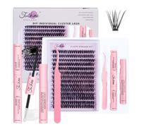 Fenshine Cluster LashesIndividual Lashes Wide Stem C/D Curl 10-18mm 280PCS Length DIY Eyelash Extension Individual Soft False Lashes for Personal Use at Home (MIX 10-18mm, 50D)