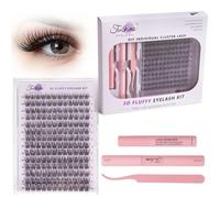 Fenshine Cluster LashesIndividual Lashes Wide Stem C/D Curl 10-18mm Length DIY Eyelash Extension Individual Soft False Lashes for Personal Use at Home (MIX 10-18mm, D04)