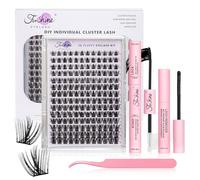 Fenshine Cluster LashesIndividual Lashes Wide Stem C/D Curl 9-15mm Length DIY Eyelash Extension Individual Soft False Lashes for Personal Use at Home (MIX 9-15mm, Wheat Style)