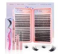 Fenshine Individual Eyelashes Extension Kit, 392Pcs 4 Styles D Curl Mix9-16mm Soft Natural Cluster Lashes, False Lashes for Personal Use at Home (Mix 9-16mm, Eyelashes Books Kit)