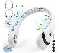 fenshine beauty Portable Neck Fan,5000mAh 3 Speeds Adjustment 360° Cooling USB Wearable Fan Foldable Bladeless Rechargeable Neck Fan For Sports Outdoor (White)