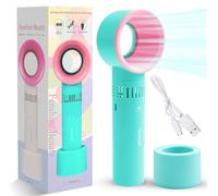 fenshine Portable USB Rechargeable Mini Fan Dryer Bladeless Handheld Fan, Air Conditioning Blower for Essential Eyelash Extension Supplies (Blue)