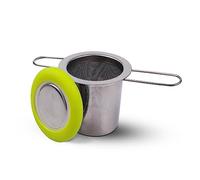 Fenshine Tea Infuser Stainless Steel Tea Strainer Folding Handle Tea Filter Extra Fine Mesh Strainer Brewing Basket with Lid for Loose Leaf Tea (Green)