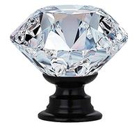 FENSING 20 Pcs 30MM Crystal Clear Cabinet Knobs Silver Diamond Knobs for Dresser Drawers-Glass Dresser Handles (Black, 20 Pack)