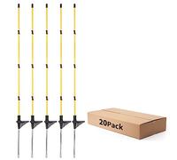 FENSMILE 20Pcs Electric Fence Posts with Adjustable Clips, 46 Inches Fiberglass Step in Posts with Metal Spikes, Portable Fence Post for Patio, Garden, Lawn (117cm)