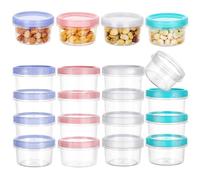 Fentar 16Pc Small Food Containers with Lids, Colorful Snack Pots, Reusable Leak-proof Small Tubs with Lids, Screw Top Plastic Containers for Lunch Yogurt Fruit, Microwave & Freezer Safe (200ML)