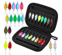 Fentar 16pcs Trout Spinners, 2.5g/3g/5g Multicolor Fishing Lures with Hook, Trout Lures Fishing Accessories, Vivid Spinners with Storage Box for Mackerel