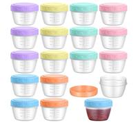 Fentar 18Pack Salad Dressing Pots with Lids, 120ML Reusable Round Sauce Pots, Leak-proof Screw Top Small Food Containers with Scale, Mini Snack Pots for Sauce Yogurt Fruit (6 Colors)