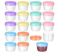 Fentar 18Pack Salad Dressing Pots with Lids, 80ML Reusable Round Sauce Pots, Leak-proof Screw Top Small Food Containers with Scale, Mini Snack Pots for Sauce Yogurt Fruit (6 Colors)