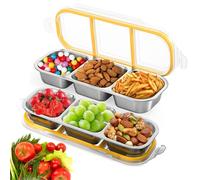 Fentar 2pc Stainless Steel Snack Box with Compartments, Leakproof Bento Box Kids, Reusable Snack Containers with Lids Airtight, Food Containers To Go Small Pots for Lunch Dips Nuts Fruits