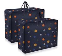 Fentar 2Pcs Large Storage Bags, 105L Large Clothes Storage Bags with Zips, 600D Oxford Cloth Large Moving Bags, Waterproof Loft Storage Bags with Zips for Clothes Storage and Bedding, Moving House