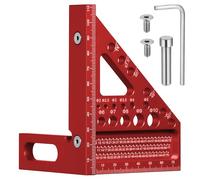 Fentar 3-D Speed Square, 22.5-90° Aluminum Alloy Combination Square, Accurate Carpenters Square with 11 Different Drill Holes and Positioning Aid, Multifunctional Woodworking Tools Set Square, Red