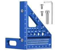 Fentar 3-D Speed Square, 22.5-90° Aluminum Alloy Combination Square, Accurate Carpenters Square with 11 Different Drill Holes and Positioning Aid, Multifunctional Woodworking Tools Set Square, Blue