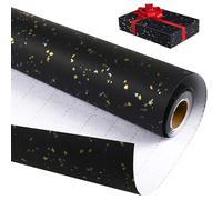 Fentar Black Gift Wrapping Paper, 43cm x 10m Gold Foil Kraft Paper Roll, Recycle Luxury Matte Wrapping Roll for Birthday Gift Wrap, Xmas Party, Wedding