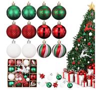 Fentar Christmas Tree Baubles, 46pcs Beautiful Christmas Balls with Various Styles, Shatterproof Xmas Bauble Set, Hanging Ball Ornaments, Red and Gold Baubles for Xmas Tree Decorations