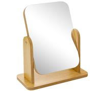 Fentar Desk Mirror, 360° Rotatable Wooden Mirror, Table Mirrors High Definition, Small Mirrors Free Standing with Solid Wood Base for Dressing Table Bathroom Bedroom (18 x 9 x 21cm)