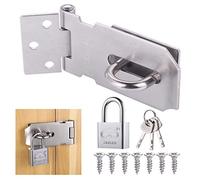 Fentar Door Hasp and Staple with Padlock, 3 Inch Stainless Steel Door Lock with Keys and Screws, 90-Degree Garden Gate Padlock, Bedroom Door Lock, Gate Locks for Shed Wooden Gate Storage Box