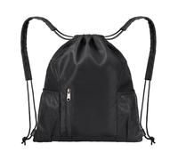 Fentar Drawstring Gym Backpack, Waterproof Black Drawstring Bag with Compartment, Large Capacity Gym Bag, PE Bag, Sports Backpack for Men Women, Fashion String Bag for Football, Swimming, Holiday (C)
