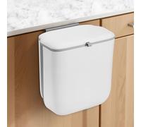 Fentar Food Waste Bin, 10L Wall Mounted Under Sink Bin with Lid, Collapsible Kitchen Food Waste Caddy, Hanging Compost Bin for Kitchen Cupboard Door, Bathroom, Camping, Toilet, Motorhome (White)
