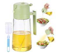 Fentar Oil Spray Bottle, 2 in 1 Oil Dispenser and Sprayer, 470ml Leakproof Glass Olive Oil Sprayer, Cooking Oil Spray Bottle with Handle, Olive Oil Dispenser, Green Oil Sprayer for Frying Salad Baking