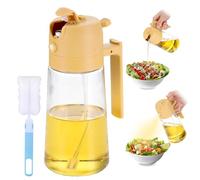 Fentar Oil Spray Bottle, 2 in 1 Oil Dispenser and Sprayer, 470ml Leakproof Glass Olive Oil Sprayer, Cooking Oil Spray Bottle with Handle, Olive Oil Dispenser, Oil Sprayer for Frying Salad, Yellow